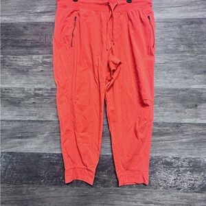 Athleta Coral-Red Drawstring Track Joggers